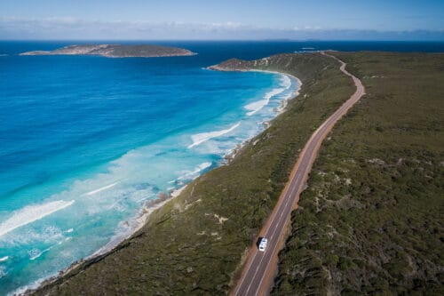 Aerial view of the Great Ocean Drive, west of Esperance